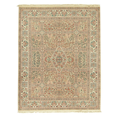 Tapis beige et ivoire noué à la main de haute qualité
