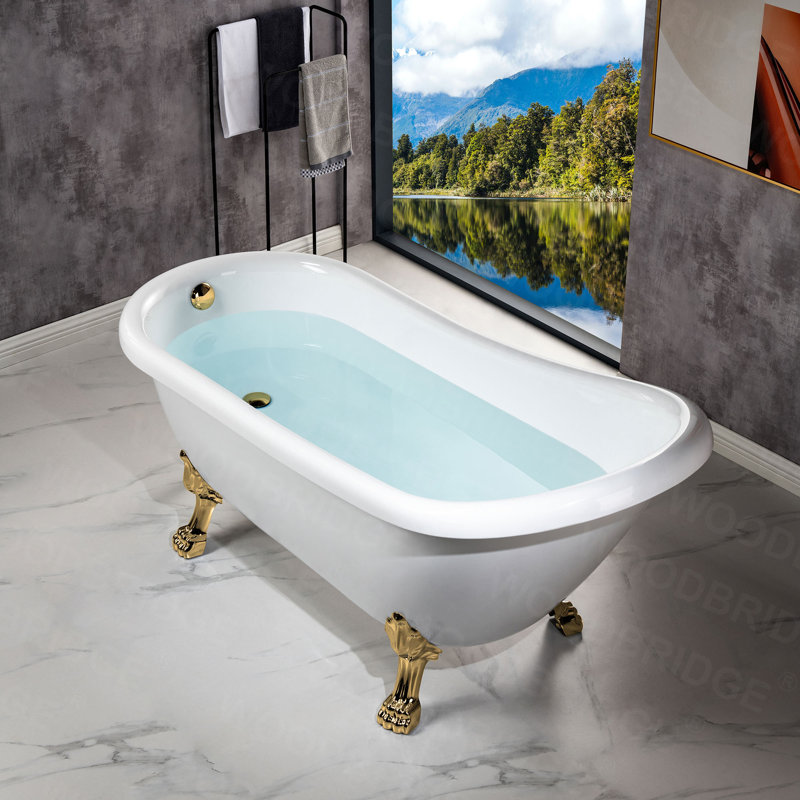 Aether 67'' x 29.875'' Soaking Acrylic Bathtub, Polished Gold