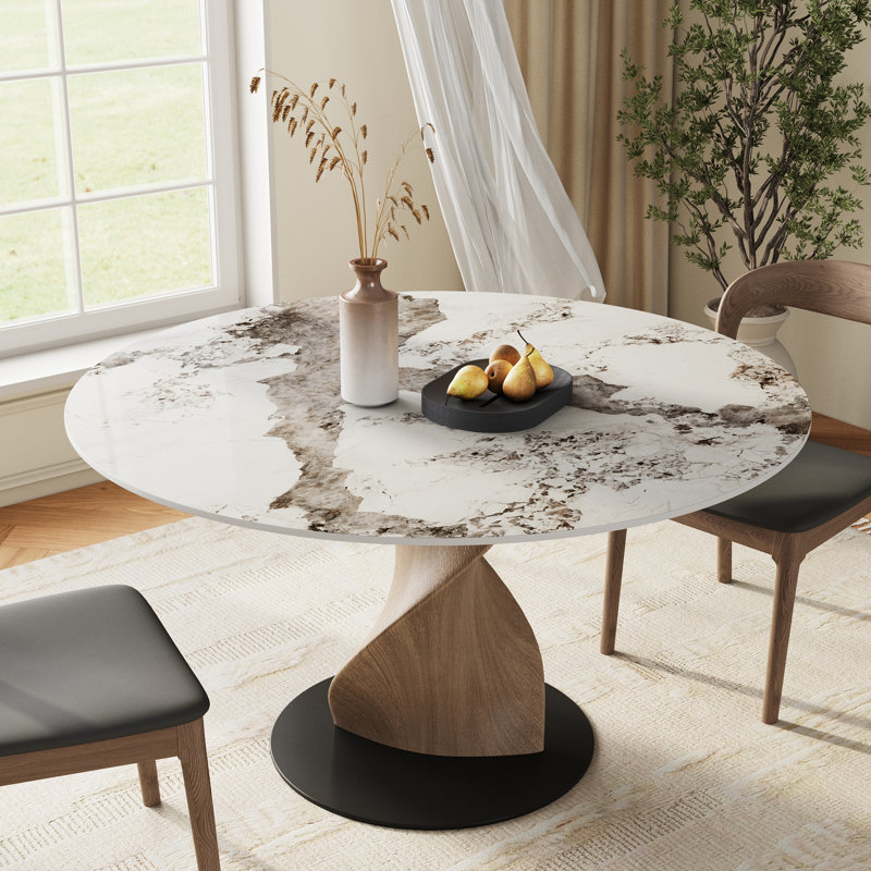 Table bistro Bistro, 29.53" H x 39" W x 39" D, Glossy Sand/Dark Walnut