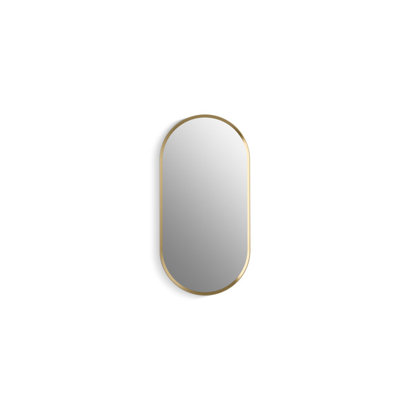 Verdera Capsule Framed Medicine Cabinet, 40" H x 20" W x 5.55" D, Moderne Brushed Gold