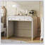 Meuble-lavabo classique en bois avec miroir rabattable, coiffeuse 3 en 1 avec 2 tiroirs et rangement pour la chambre à coucher
