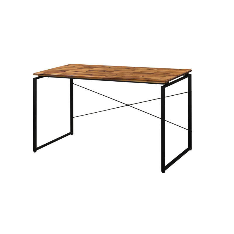 Plateau en bois massif, style industriel, bureau, structure en métal, classeur en bois, roulettes, écriture en chêne, mode, finition traîneau, bibliothèque de bureau