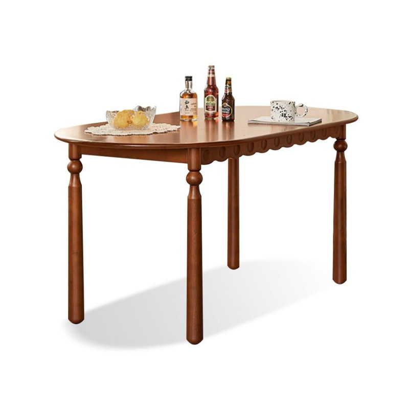 Brown Oval Solid Wood Dining Table, 29.53"H x 62.99"L x 31.5"W