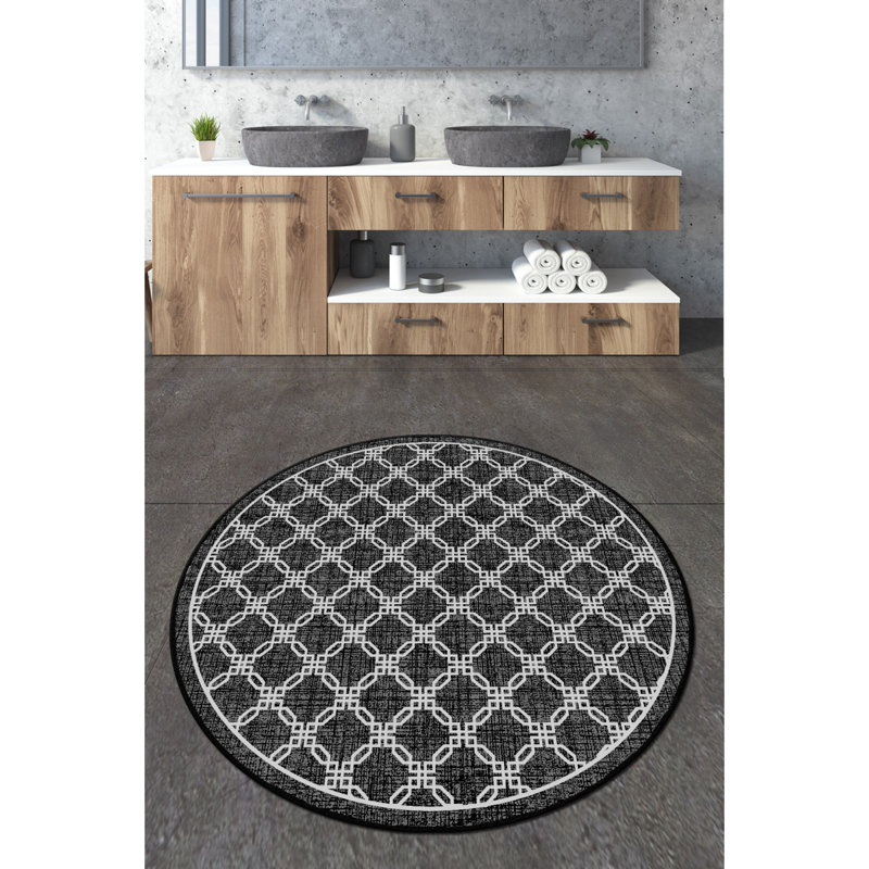 Tapis de bain antibactérien antidérapant, 100% polyester, 47,2 pouces de diamètre | Hauteur des poils de 10 mm, 700 g / m² | Lavable à la machine à 86 ° F | Idéal pour la sécurité de la maison et de la salle de bain, design doux et élégant
