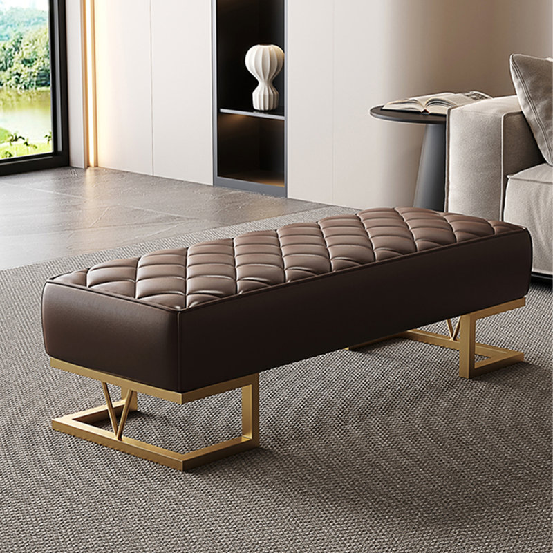 Banc avec revêtement, H 16,54 po x l 55,12 po x P 17,72 po, Marron foncé