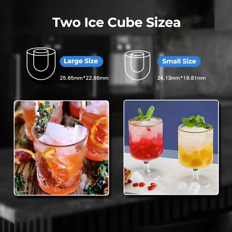 Cowsar 26 Lb. Daily Production Clear Ice Countertop Ice Maker, 2 Ice Cube Sizes Available, Automatic Cleaning, Gray