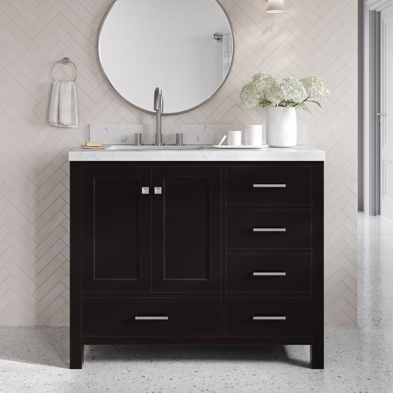  Meuble-lavabo simple 42,25 po avec plateau, Espresso, Rectangular, Left