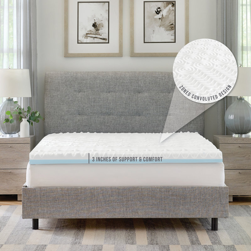3" Reversible Dual Sided Memory Foam Mattress Topper, Extra Long Twin