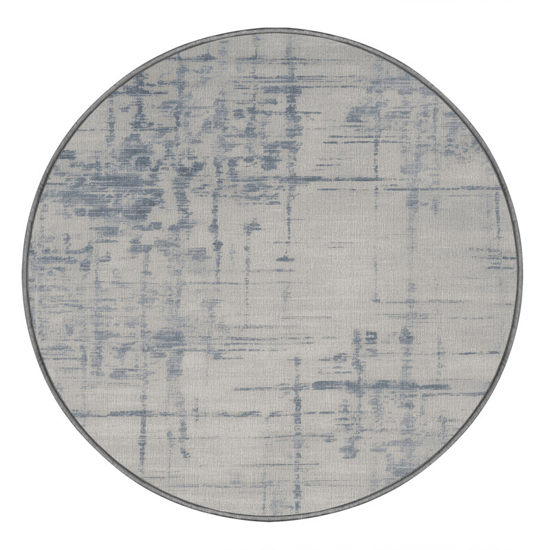 Tapis abstrait gris lavable à la machine, Rond 4 pi