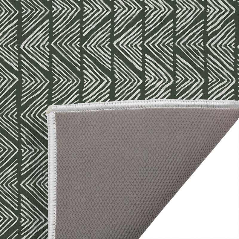 Chev Wave Stripe Outdoor Doormat, 21" W x 34" L, Green