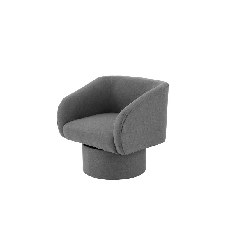 Élégante chaise pivotante rembourrée grise au design moderne, idéale pour les espaces de vie