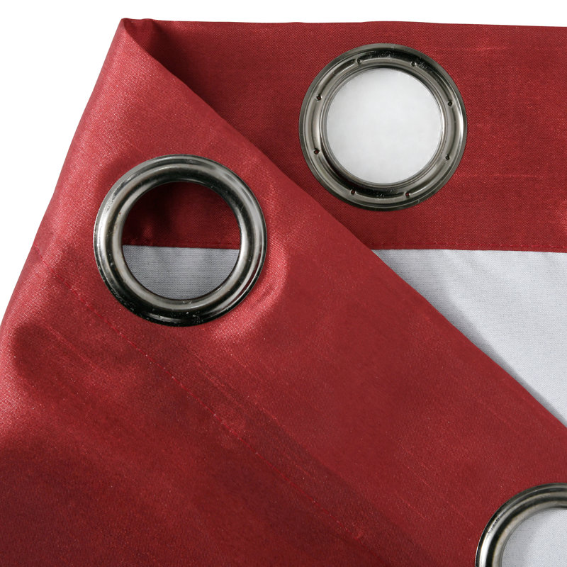 Red Faux Silk Blackout Grommet Window Panel