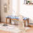 Entryway Upholstered Bench 52.8'' With Solid Wooden Legs, Blue Gingham Linen Shoe Bench Easy To Assemble-403334181