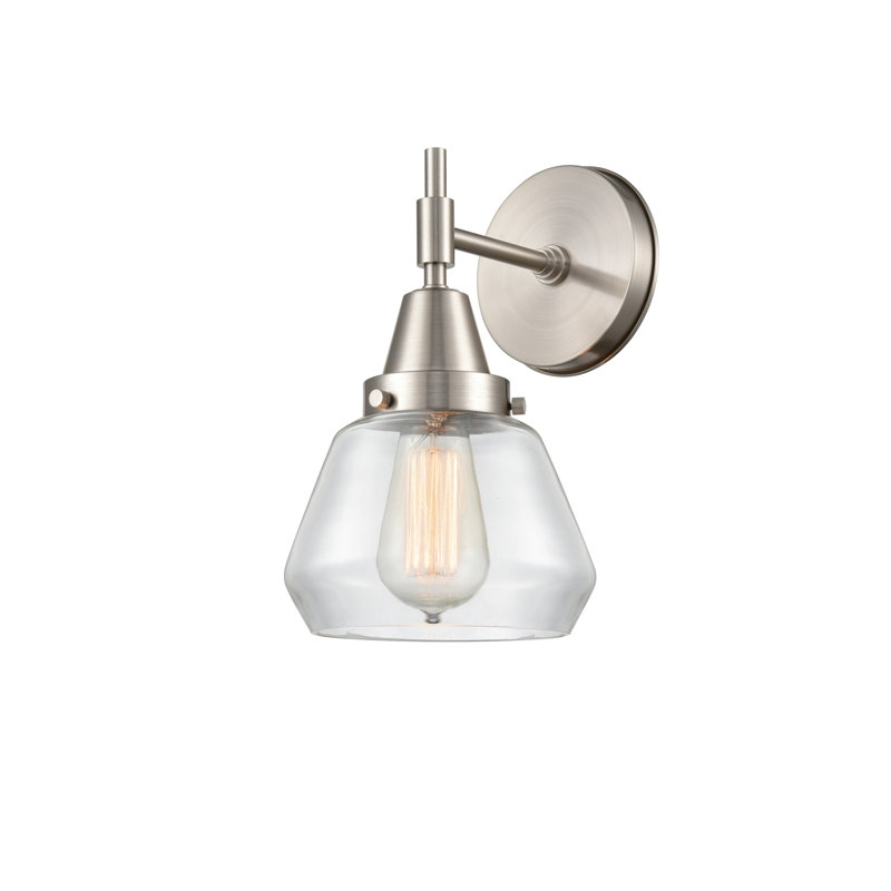 Gayle Armed Sconce, 3.5  Vintage LED Bulb, Clear, Satin Nickel