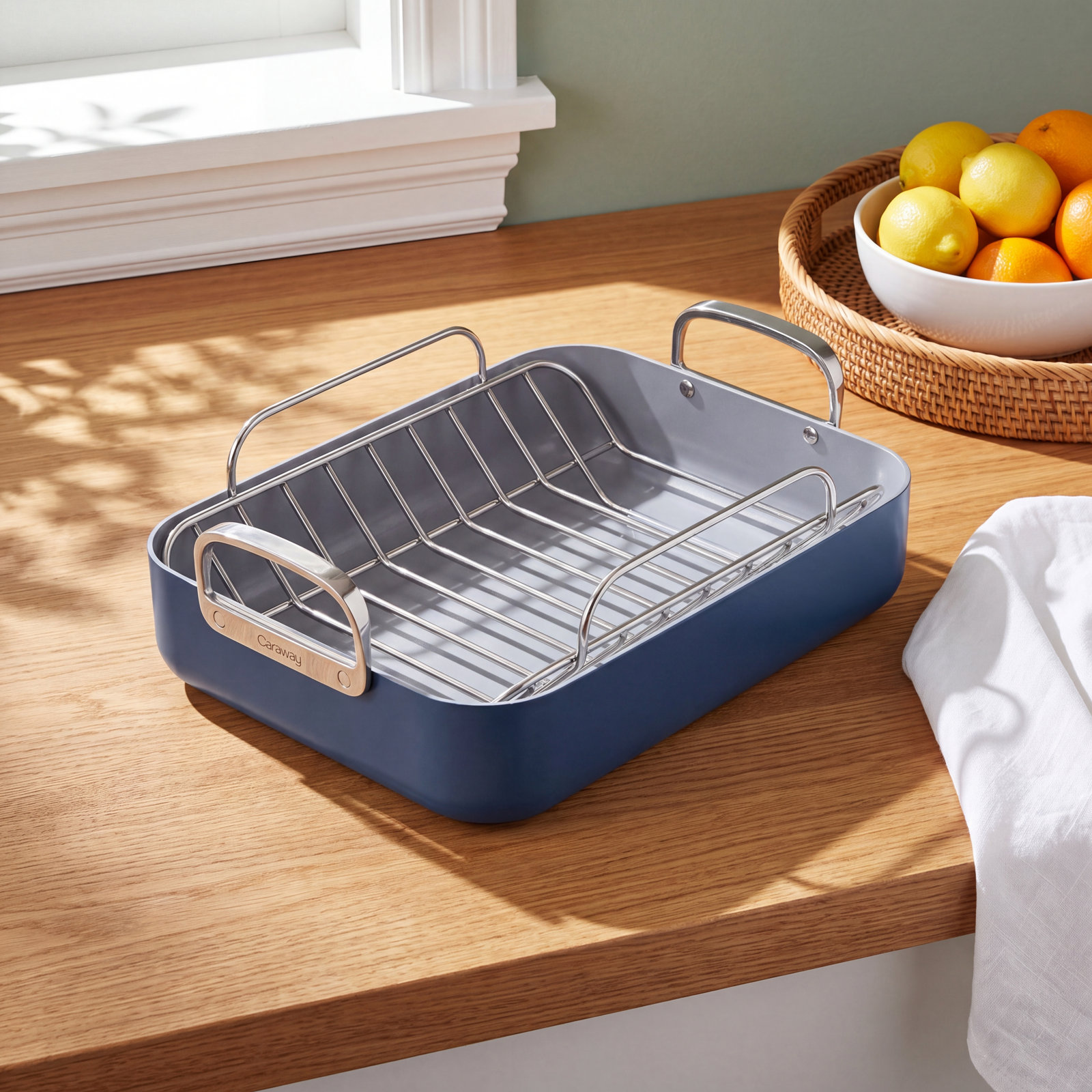 Caraway Nonstick Roasting Pan with Rack, Navy