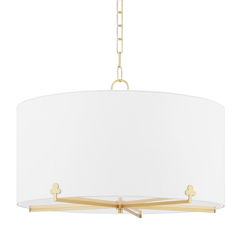 Lustre tambour 5 lumières Darlene, Laiton vieilli