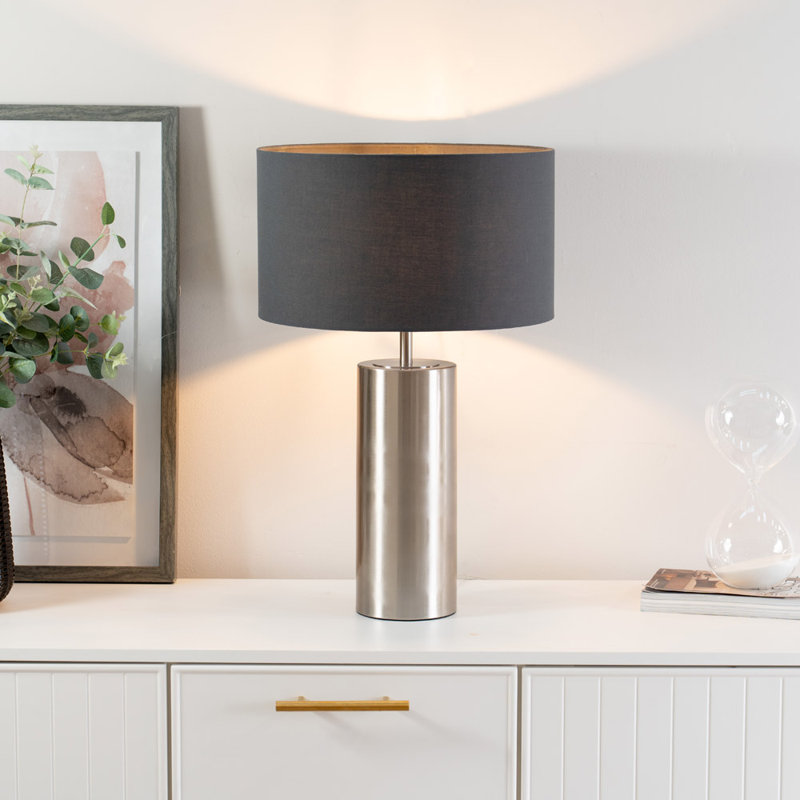 Metal Table Lamp, Gold, Charcoal Grey