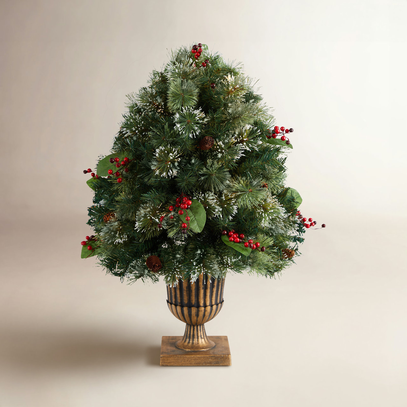 Pre-Lit Snow-Tipped Urn Tabletop Tree