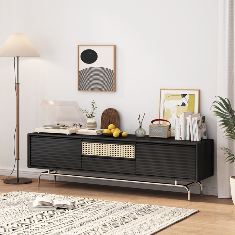 Crédence de rangement simple en bois massif l 78,7 po Simple, Noir