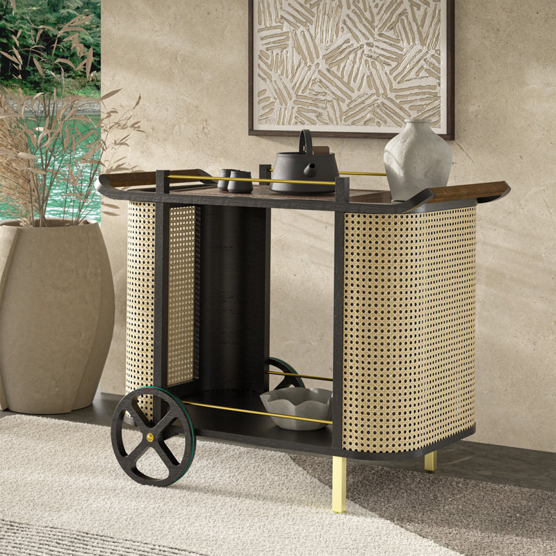 Modern Brazilian Dinda Bar Cart, Black