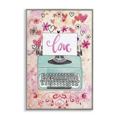 Romantic Love Typewriter Framed Giclee Art by Nicole DeCamp
