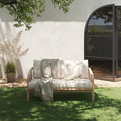 Outdoor Garden 2-person Sofa With Cushions