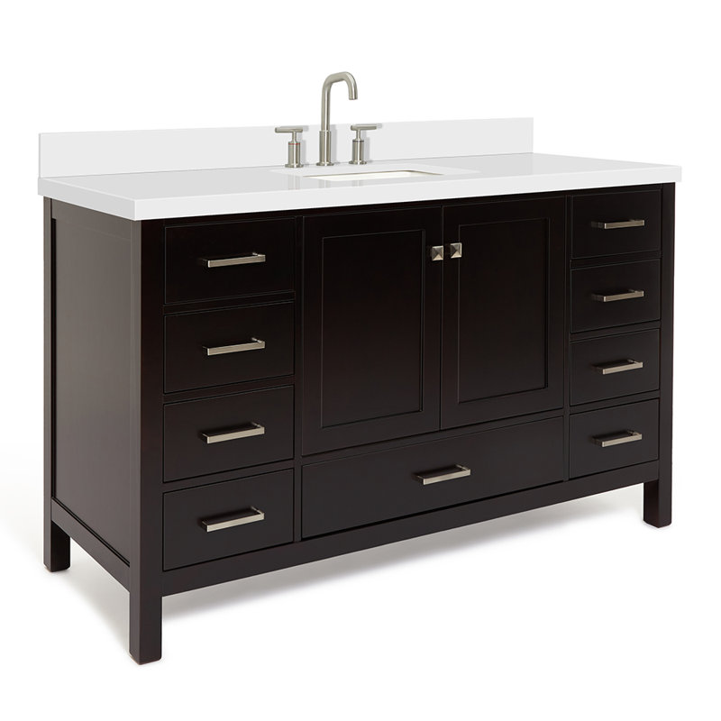 Ensemble de meuble-lavabo simple 61 po Cambridge, Espresso, Rectangular