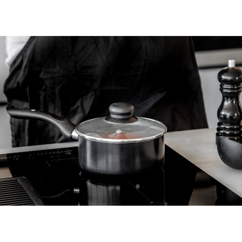 MasterClass Can-to-Pan Ceramic Non-Stick Saucepan with Lid, Recycled Aluminium, 16 cm