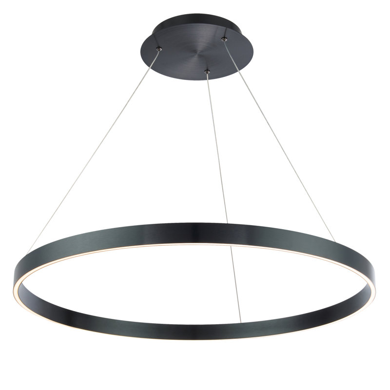 Luminaire suspendu tambour Sirius Unique à intensité variable DEL, Noir satiné, H 1,625 po x l 30,38 po x P 30,38 po