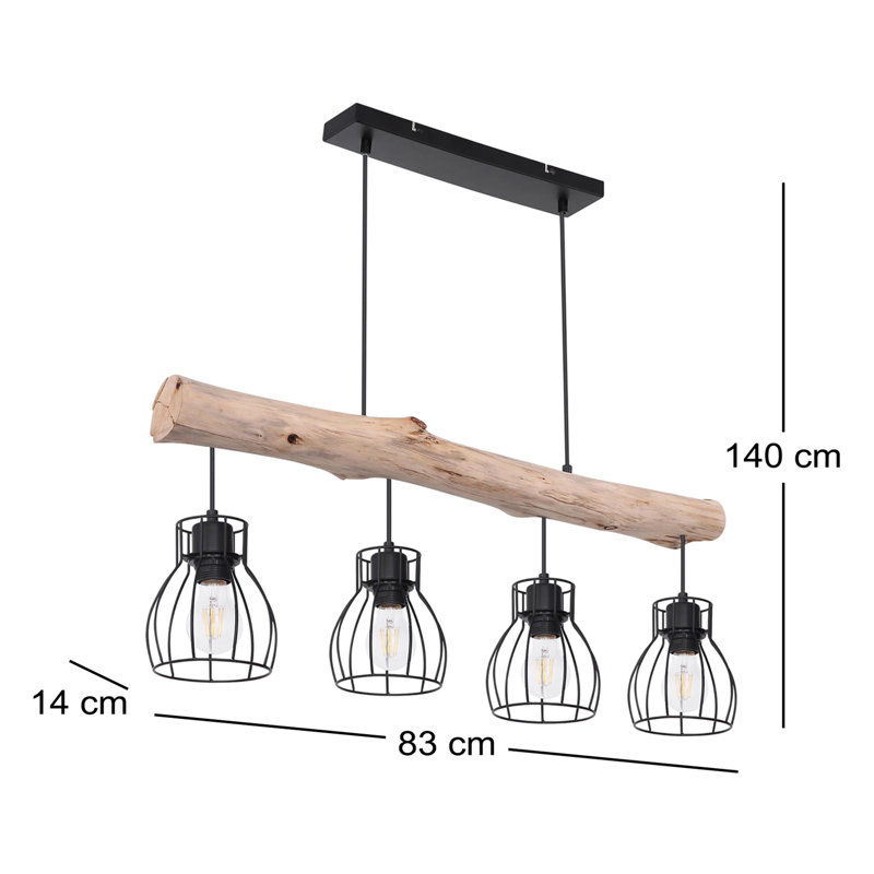 Cherita 4 - Light Black/Natural Kitchen Island Pendant