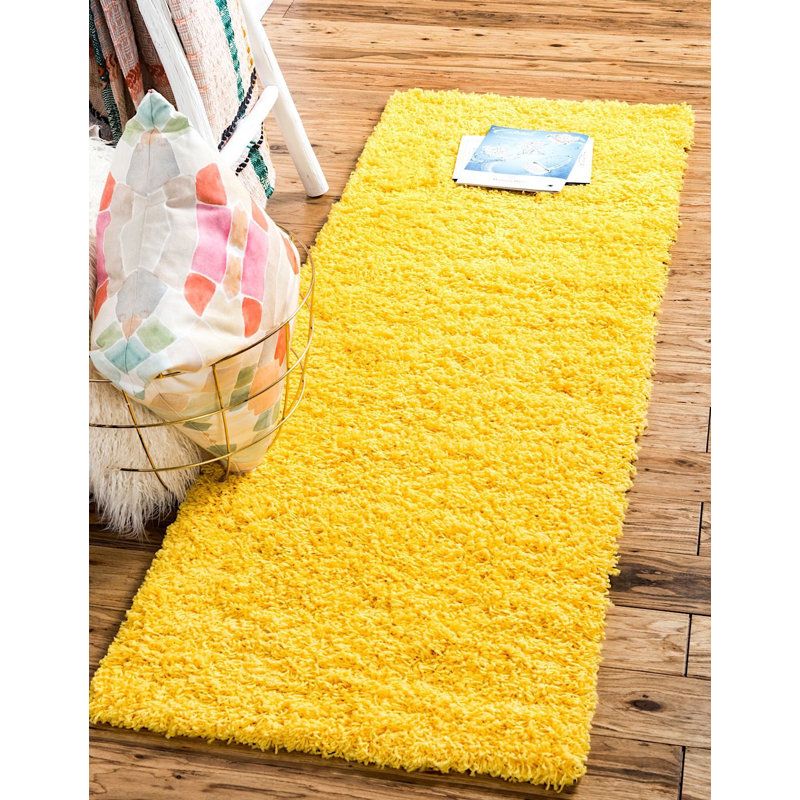 Tapis jaune Renesha, Tapis de couloir 2 pi 6 po x 13 pi