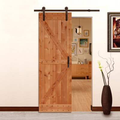 84'' Solid Wood Paneled without Installation Hardware Kit Barn Door