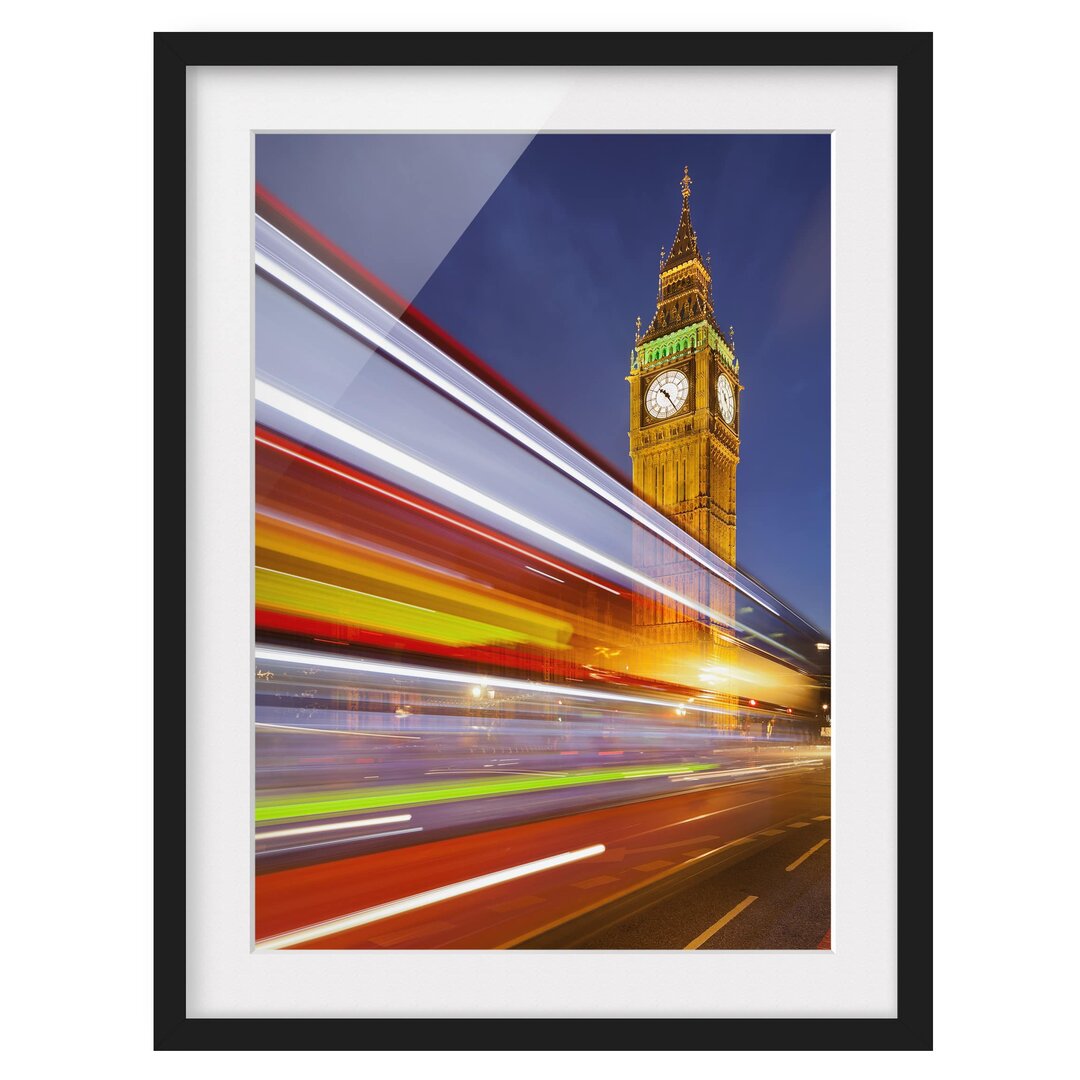 Gerahmter Kunstdruck Traffic in London von Big Ben at Night