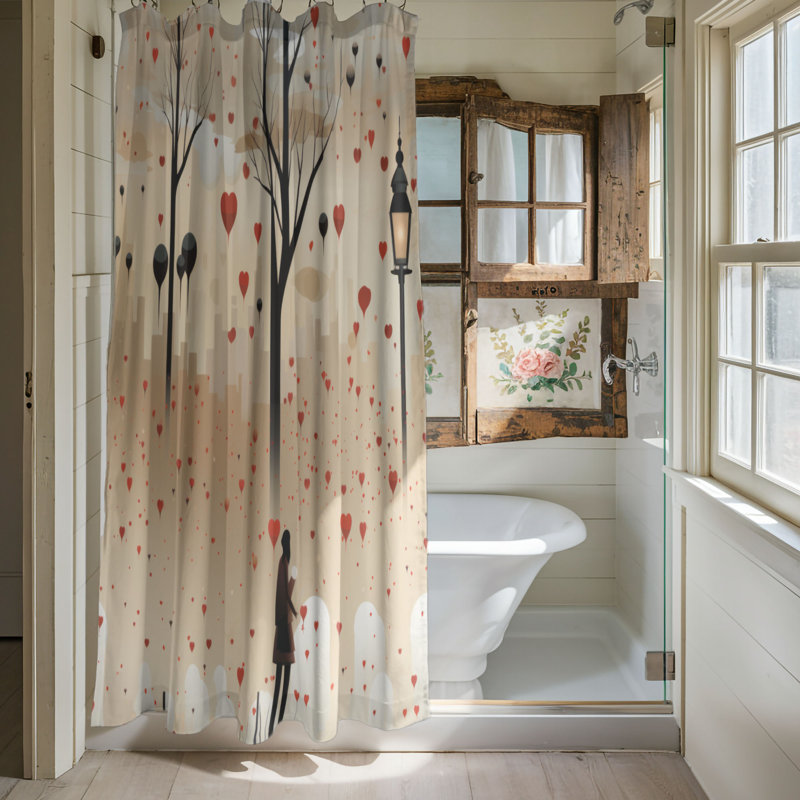 Hugge Design - Rideau de douche haut de gamme, H 74 po x l 71 po