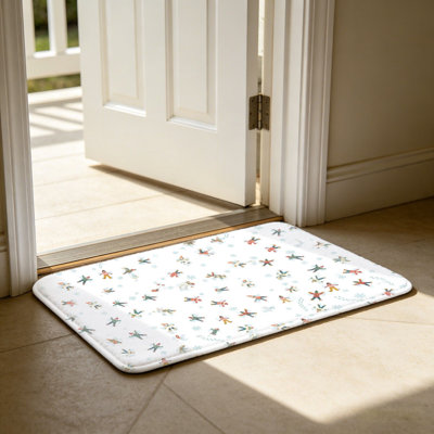Winter Snowflake Kids Floor Mat For Front Door, 24"X 36", White