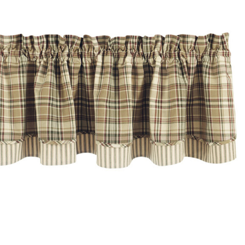  Beige Thyme Lined Layered Valance 16"L