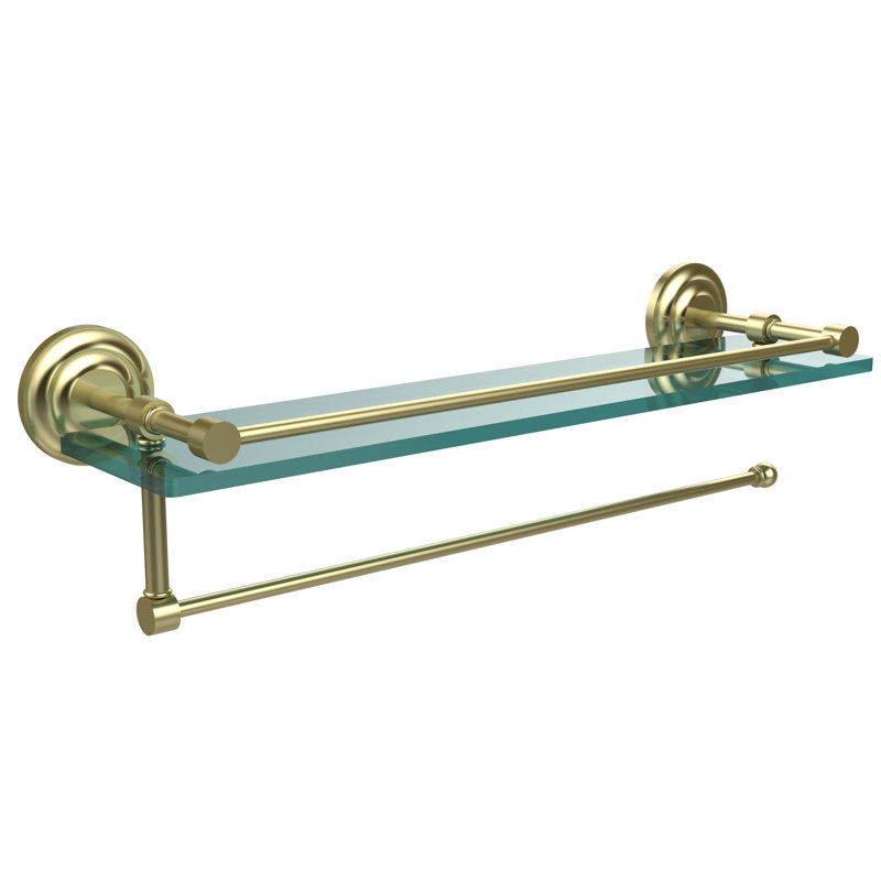 Meira Bracket Shelf with Towel Bar, Satin Brass, 5'' H x 16'' W x 5'' D