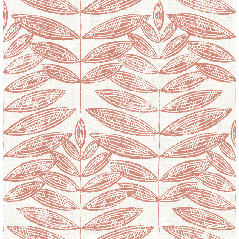Rouleau de papier peint lisse L 33 pi x l 20,5 po Aldusa Leaf, Corail