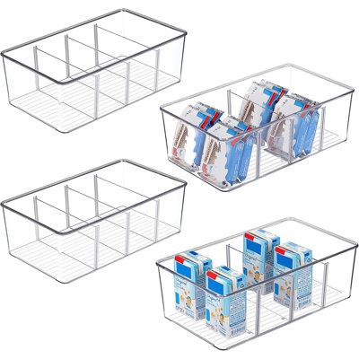 Ensemble de 4 bacs de rangement transparents