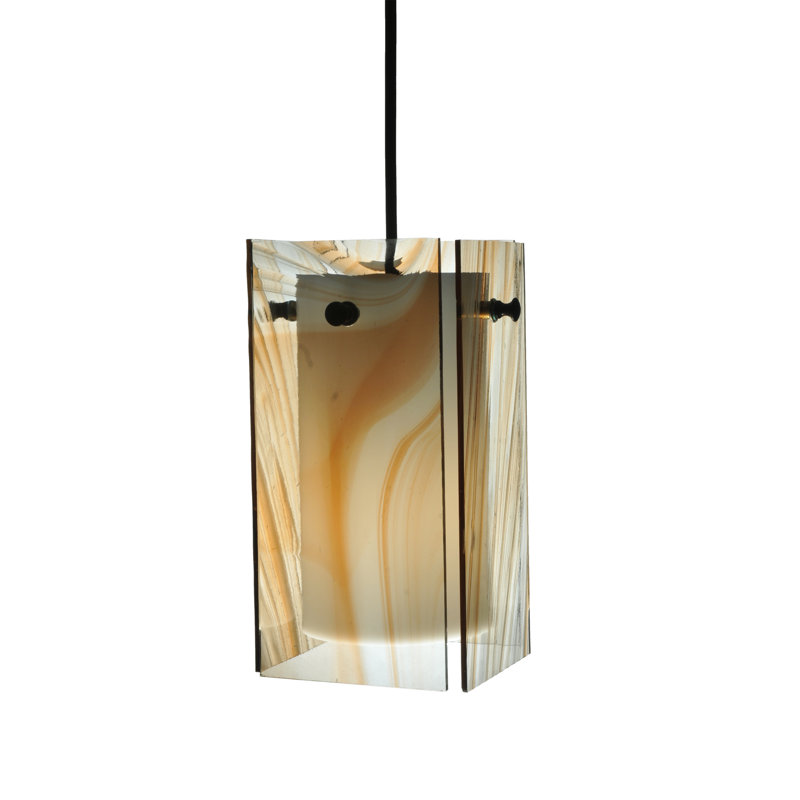 Black and Cognac Swirl Glass Mini Pendant Light