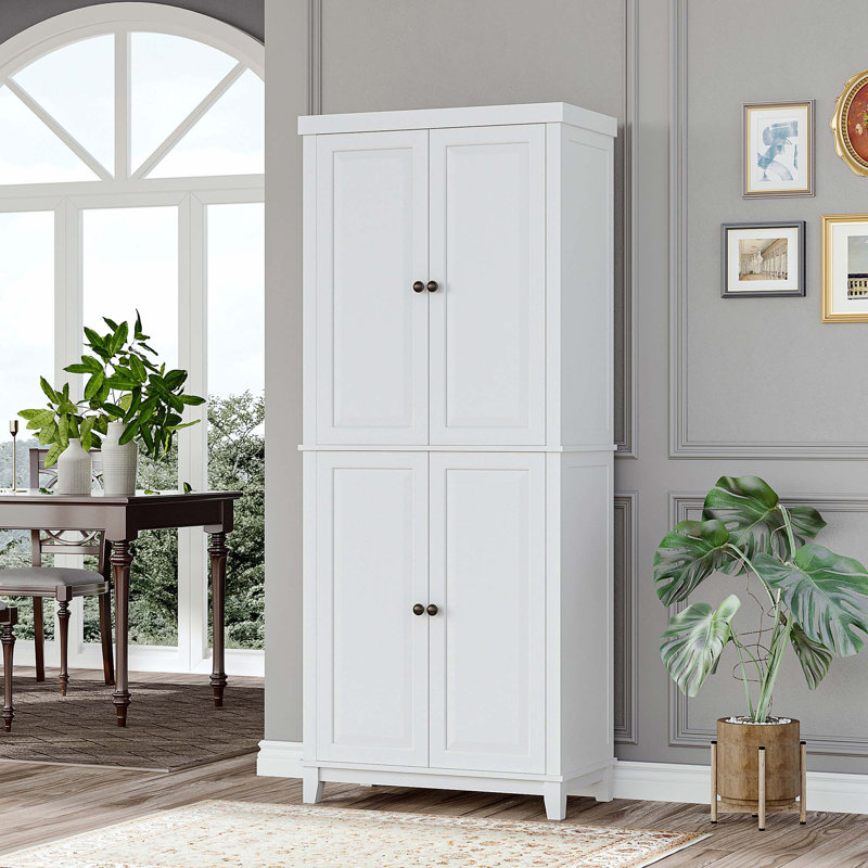Armoire de rangement de 72,5 po de hauteur, garde-manger autoportant avec 4 portes et tablettes réglables pour la salle à manger