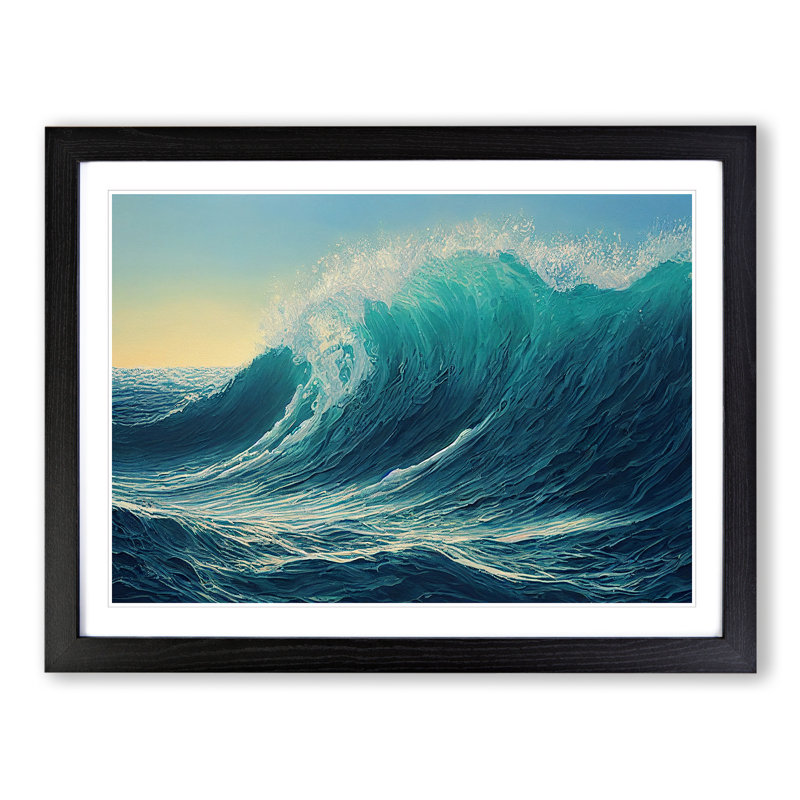 XH1022-4460X Graceful Ocean Wave - Single Picture Frame Print, Black Framed, 46cm H x 64cm W x 2cm D