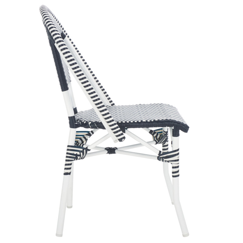 Torino Outdoor Dining Side Chair, Navy/White