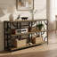 Table de canapé industrielle de 55 po, console de rangement à 3 niveaux avec design géométrique unique, table d'appoint derrière le canapé pour l'entrée, le salon, le vestibule, le couloir, le bureau - brun rustique