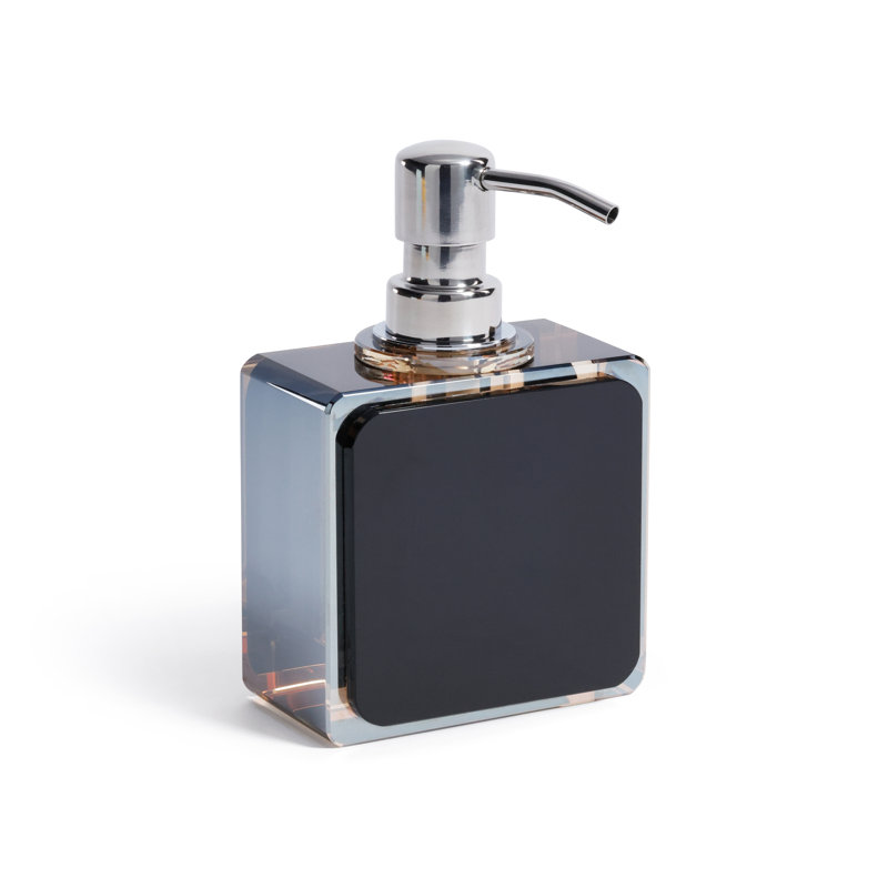 Distributeur de savon décoratif en verre noir et ambre
