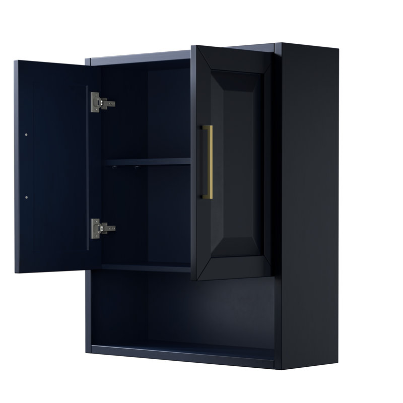 Daria Bathroom Cabinet, Dark Blue/Gold
