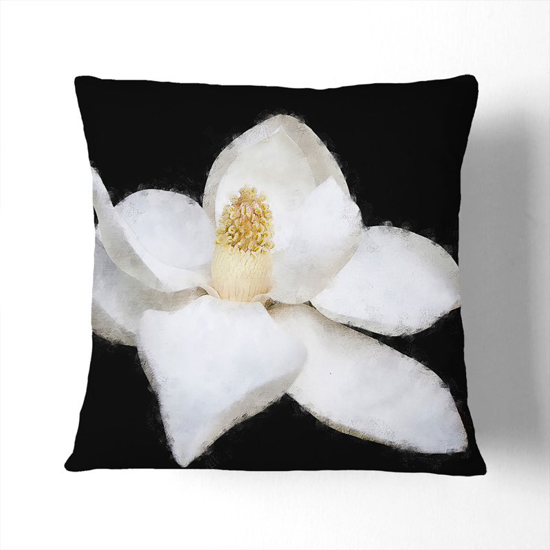 Floral Square Throw Cushion, 55cm H x 55cm W x 20cm D, Black