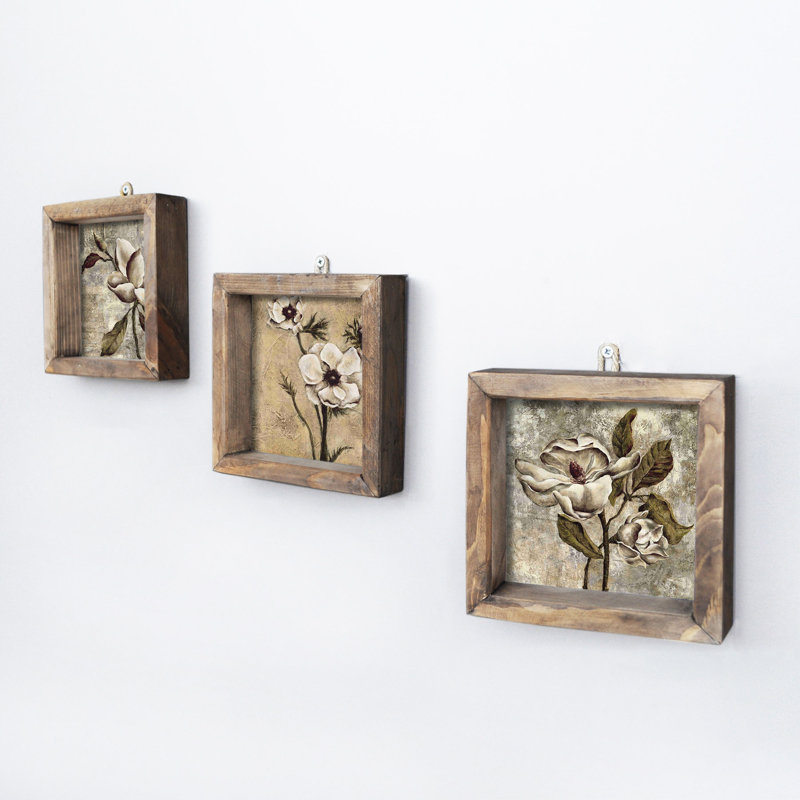 Superbes peintures décoratives en panneau de fibres à densité moyenne (ensemble de 3), cadres en bois de pin, 5,9 x 5,9 pouces | 100% panneau de fibres à densité moyenne de 0,12 po d'épaisseur, imprimé UV | Parfait pour la décoration intérieure, le salon et les espaces de bureau, et pour une présentation artistique élégante