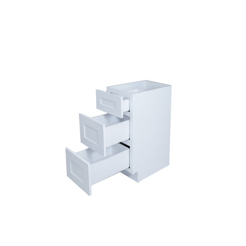 Base de meuble-lavabo simple à 3 tiroirs l 24 po prête à assembler seulement, Blanc élégant