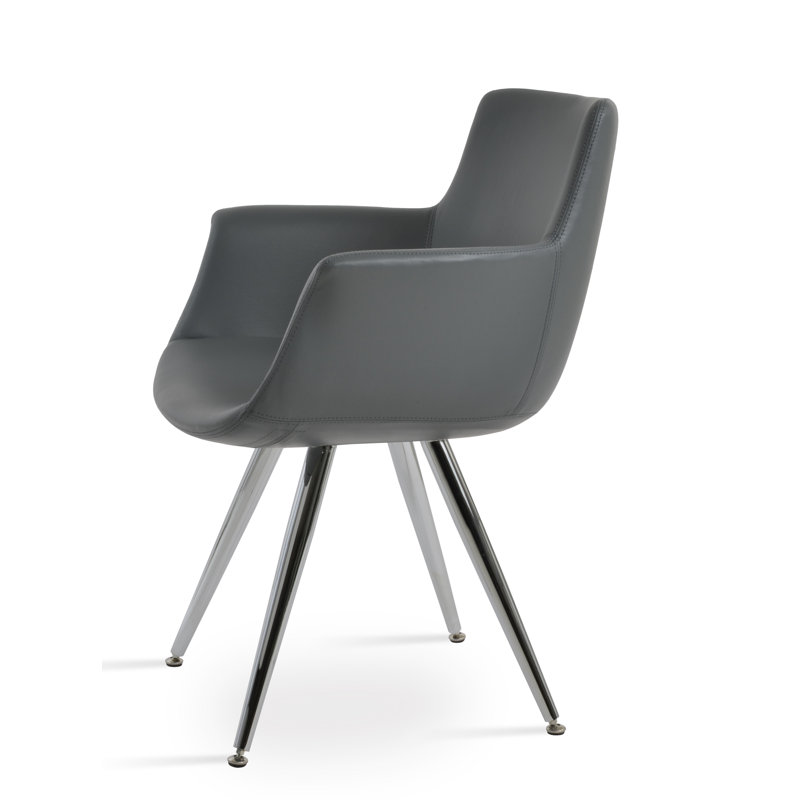 Chaise à accoudoirs chromée Bottega, gris